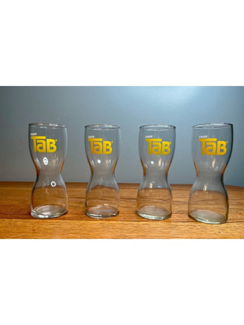 Vintage Tab Cola Hourglass Glasses - 1970s Soda Collectible, Set of 4